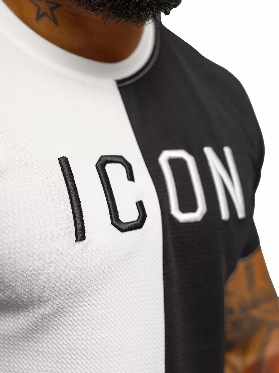 Vyriški baltai-juodi marškinėliai Icon