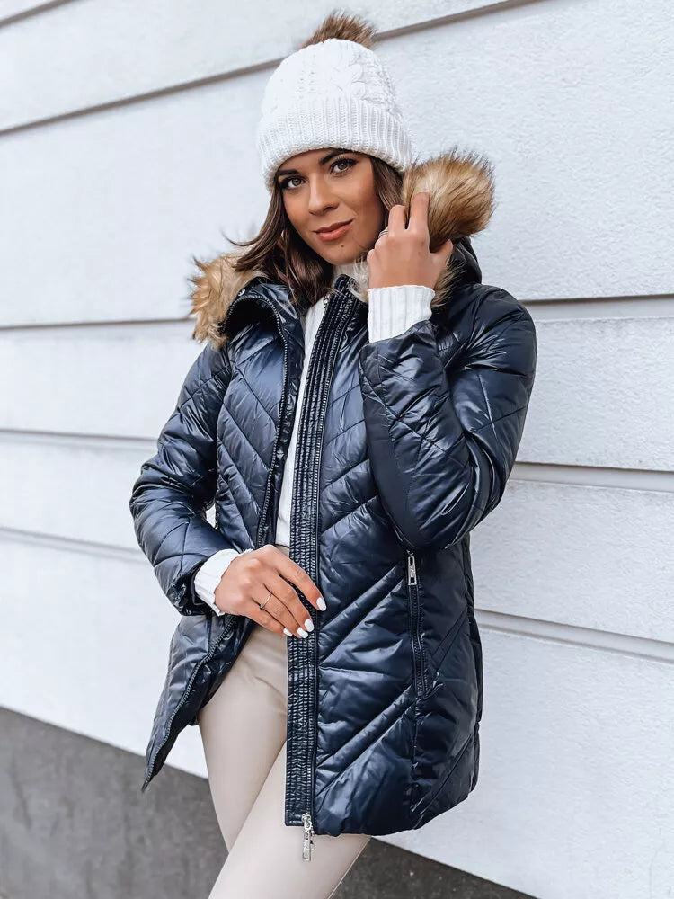 Mėlyna moteriška žieminė striukė Solar