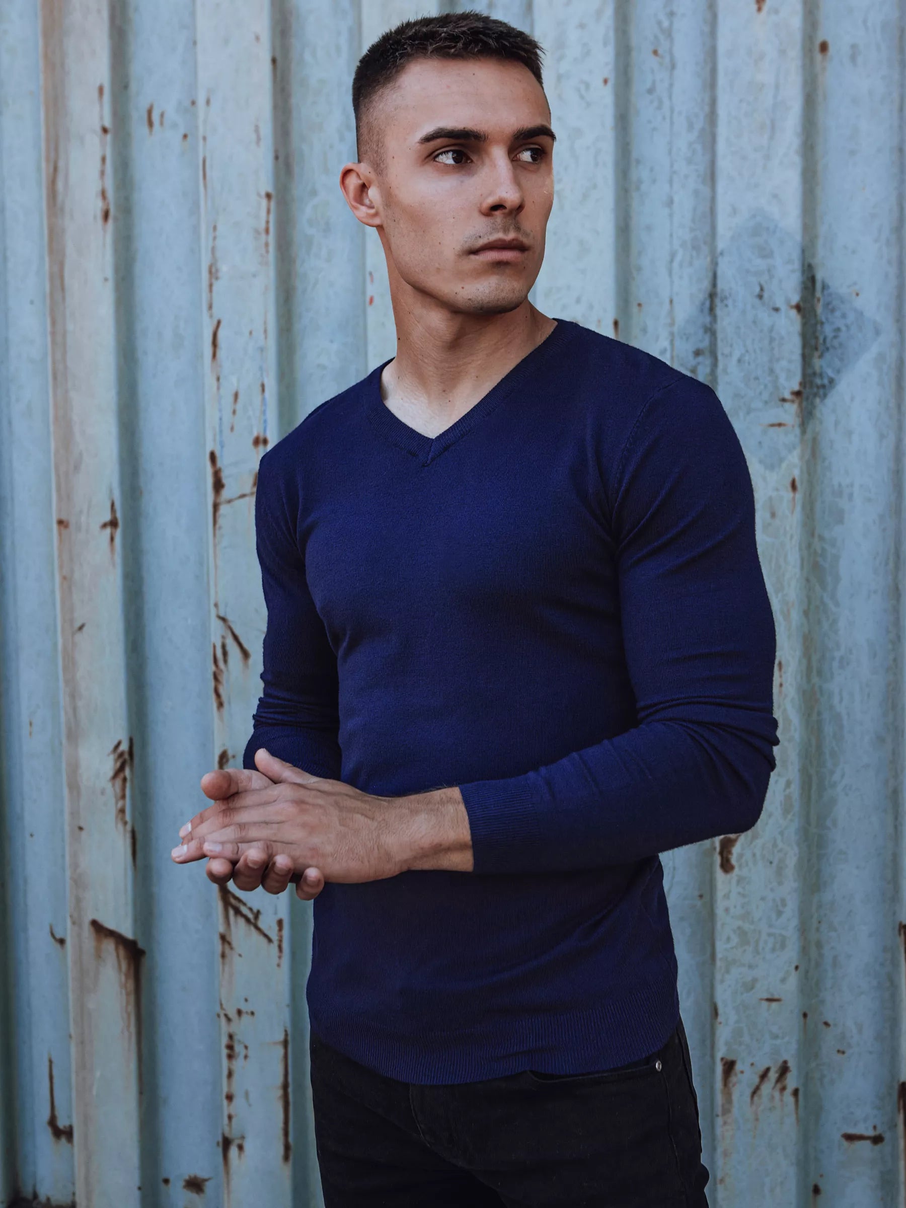 Mėlynas vyriškas megztinis Henri